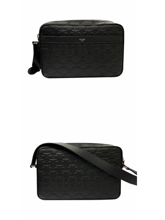 Medium Calfskin Triomphe Embossed Messenger Bag Black - CELINE - BALAAN 5