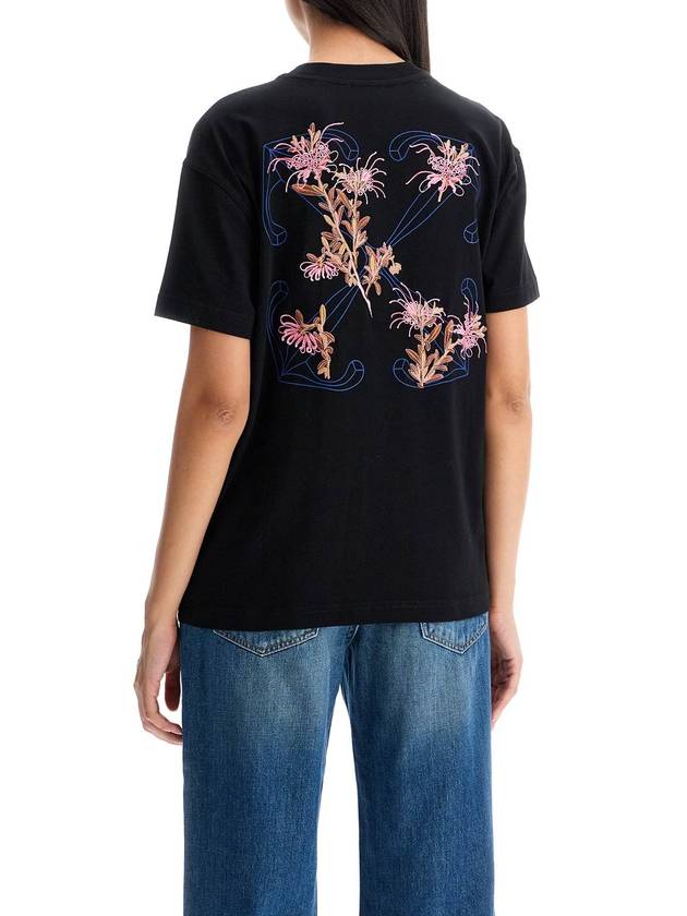 Pink Flower Arrow Short Sleeve T Shirt Black - OFF WHITE - BALAAN 4