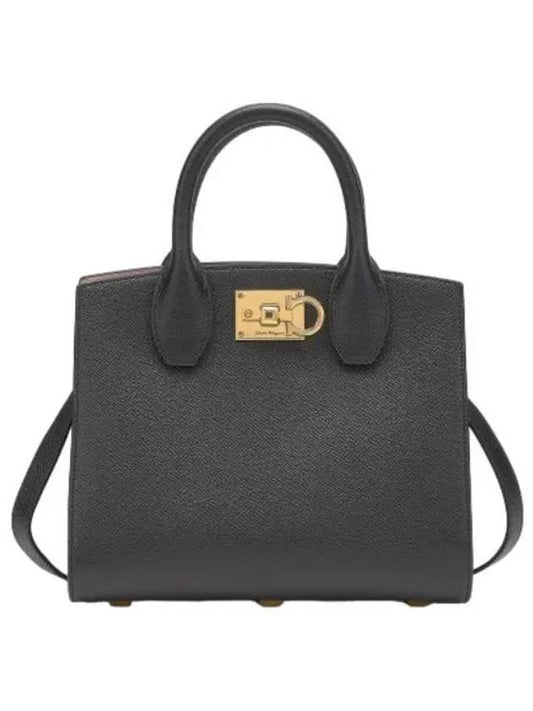 Ferragamo Studio Box Tote Bag Black Handbag - SALVATORE FERRAGAMO - BALAAN 1