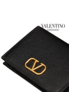 Compact V Logo Signature Calfskin Half Wallet Black - VALENTINO - BALAAN 4