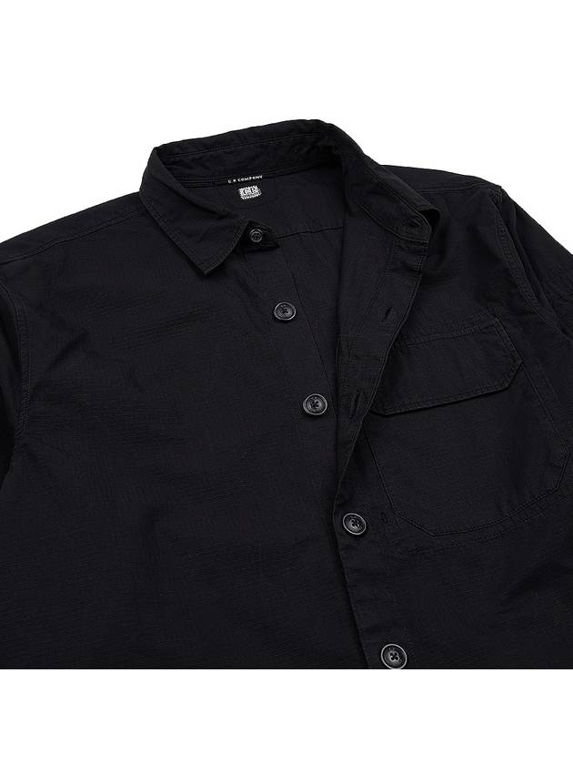 Lens Wappen Ripstop Shirt Zip Up Jacket Black - CP COMPANY - BALAAN 11