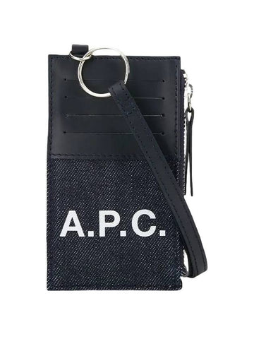 Axel Strap Leather Card Wallet Dark Navy - A.P.C. - BALAAN 1