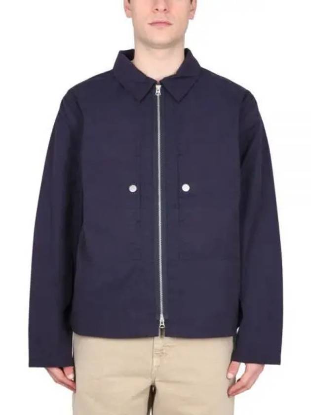 Cotton Nylon Zipup Shirt Jacket NCOSSS23S1 NAVY Cotton Nylon Zipup Jacket - NIGEL CABOURN - BALAAN 1