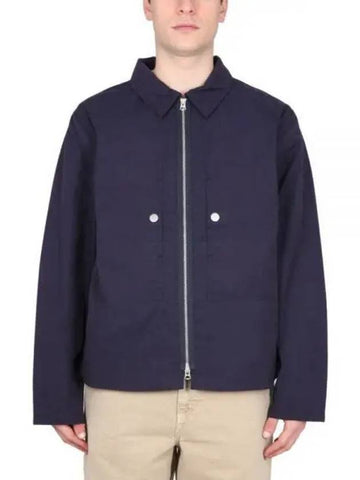 Cotton Nylon Zipup Shirt Jacket NCOSSS23S1 NAVY Cotton Nylon Zipup Jacket - NIGEL CABOURN - BALAAN 1