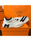 Women's Bouncing Sneakers Goat Skin White Leather H Navy Blue Logo - HERMES - BALAAN 5