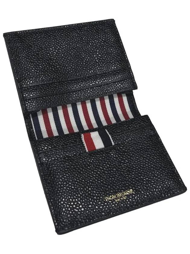 Debossed Pebble Card Wallet Black - THOM BROWNE - BALAAN 3