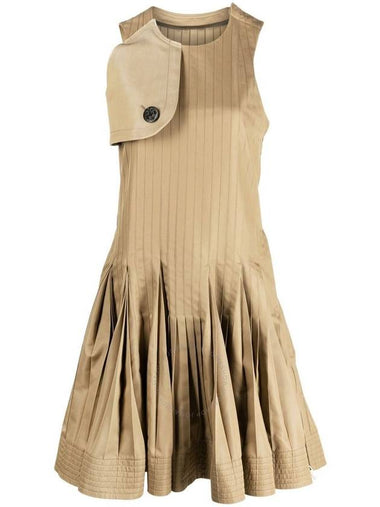 Sacai Ladies Beige Storm-Flap Pleated-Skirt Dress, Brand Size 2 (Medium) - SACAI - BALAAN 1