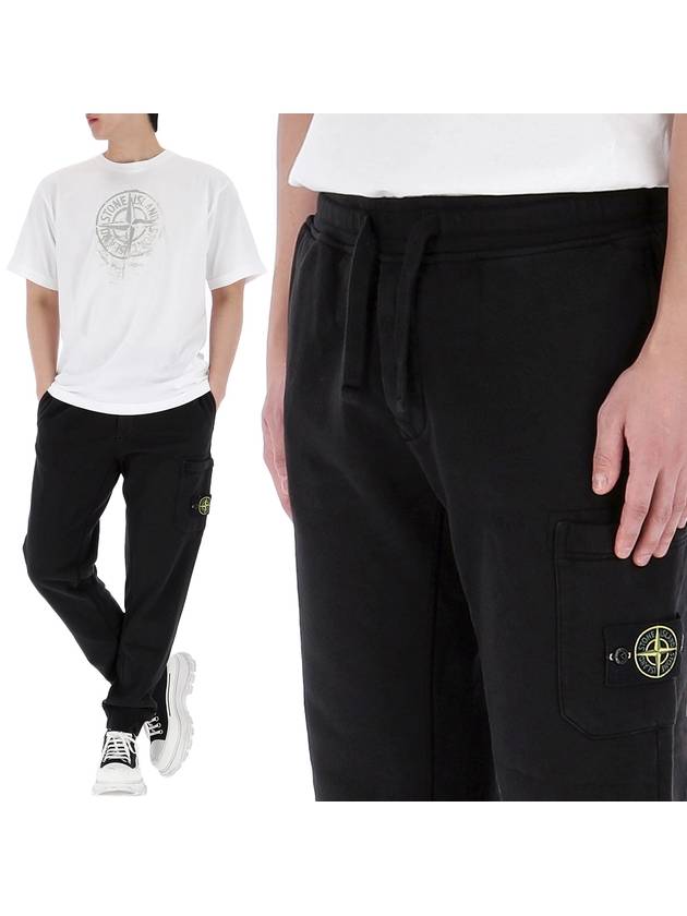 Cotton Fleece Cargo Truck Pants Black - STONE ISLAND - BALAAN 2