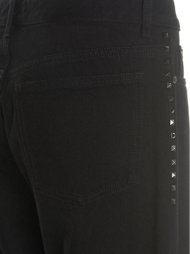 Men's Untitled Studded Denim Jeans Black - VALENTINO - BALAAN 5