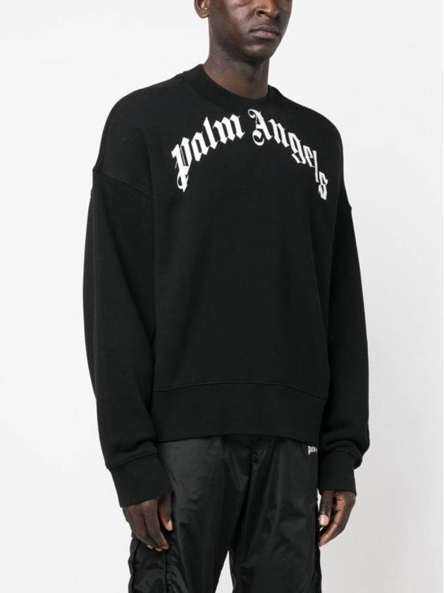 Curve Logo Print Sweatshirt Black - PALM ANGELS - BALAAN 3