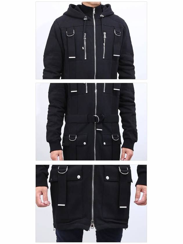 Cotton Hooded Long Parka Black - BALMAIN - BALAAN 5