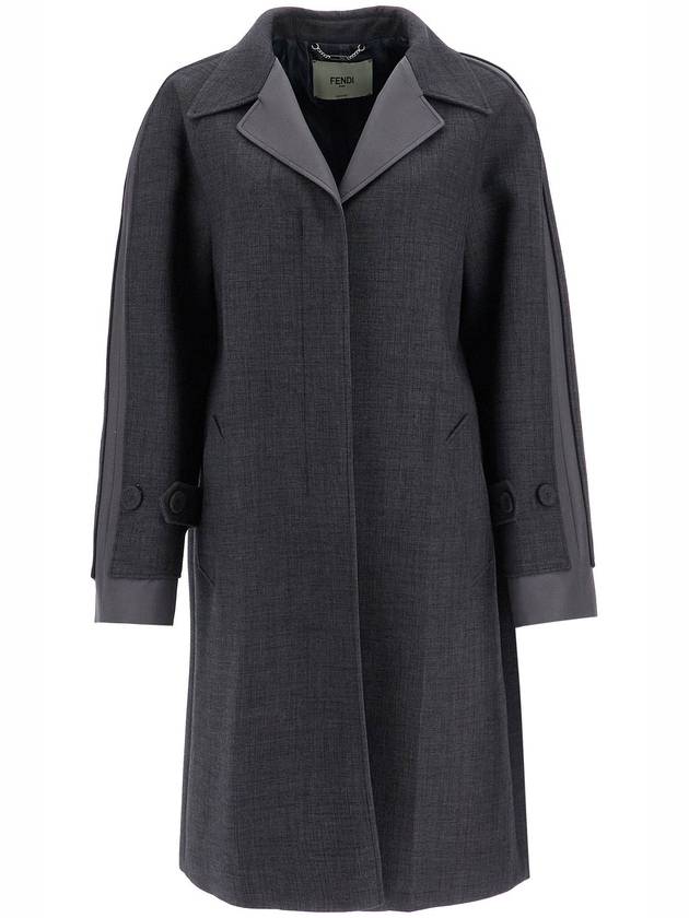 Natte Fabric Car Coat Dark Grey - FENDI - BALAAN 2