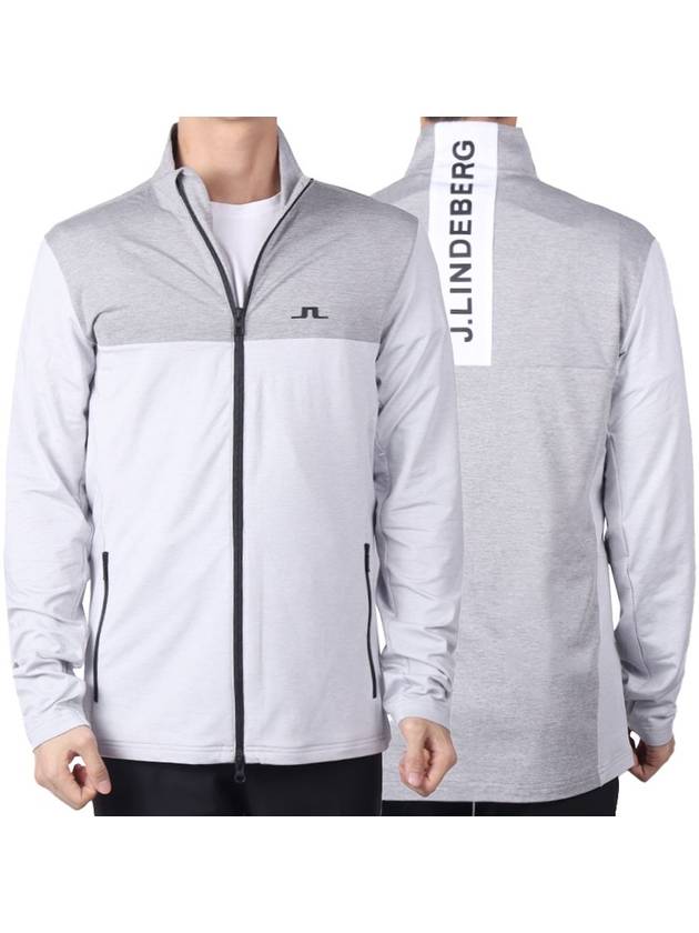 Banks Mid Layer Zip-Up Jacket Light Grey Melange - J.LINDEBERG - BALAAN 1