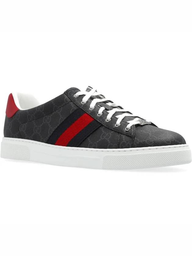 Ace Web GG Supreme Canvas Low Top Sneakers Black - GUCCI - BALAAN 4