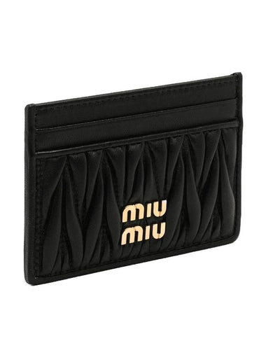 Matelasse Nappa Leather Card Wallet Black - MIU MIU - BALAAN 1