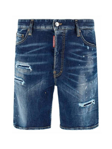 Men's Painting Washed Denim Shorts - DSQUARED2 - BALAAN.