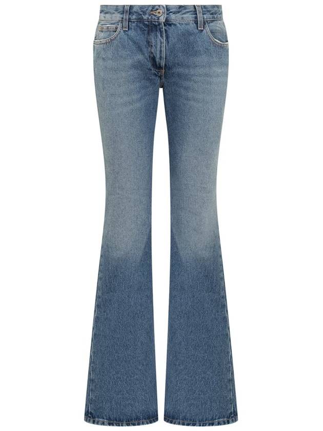 Women's Logo Patch Cotton Flare Jeans Blue - OFF WHITE - BALAAN 2