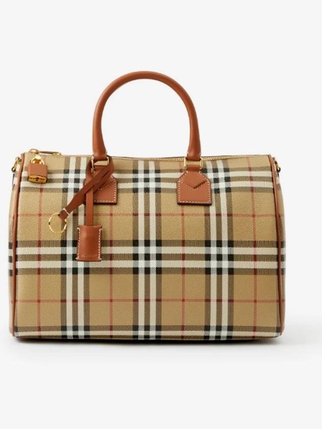 Medium Check Bowling Tote Bag Archive Beige Briar Brown - BURBERRY - BALAAN 2