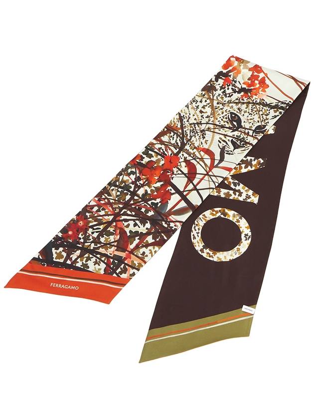 Women's Silk Scarf Brown - SALVATORE FERRAGAMO - BALAAN 3