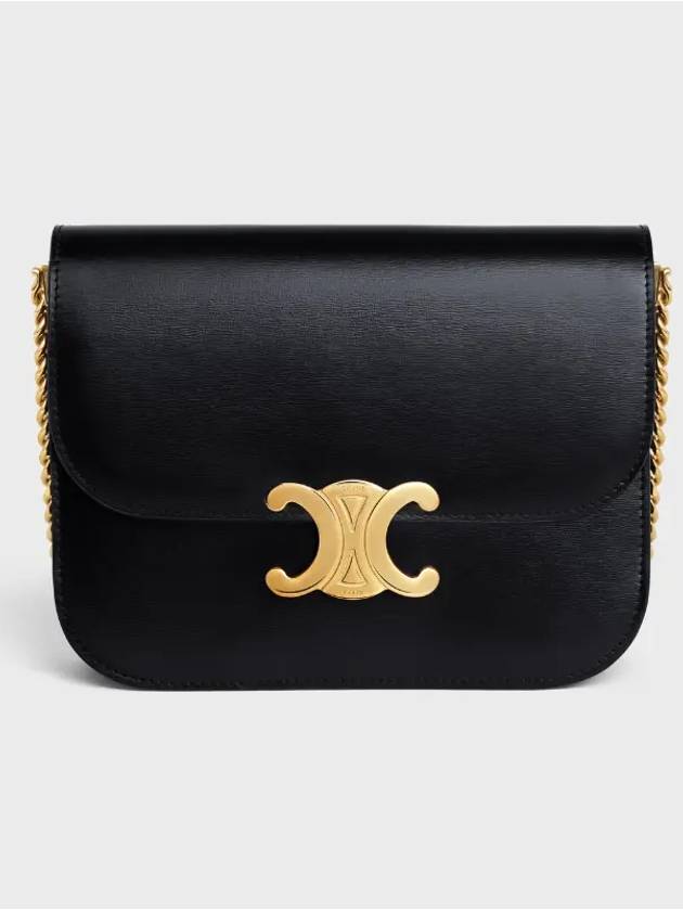 College Triomphe Shiny Calfskin Cross Bag Black - CELINE - BALAAN 2