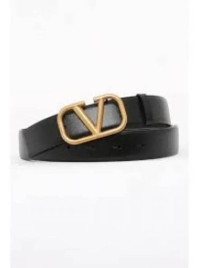 Signature V Logo Leather Belt Dark Brown - VALENTINO - BALAAN 2