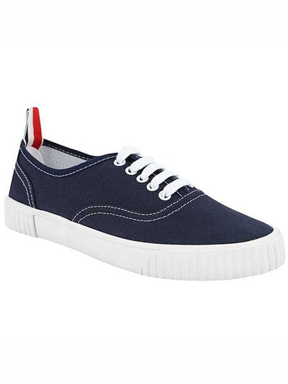 Women's Heritage Cotton Canvas Low Top Sneakers Navy - THOM BROWNE - BALAAN 2