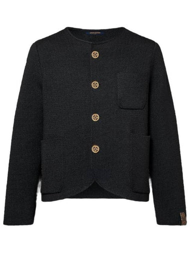 Collarless Knit Jacket Black - LOUIS VUITTON - BALAAN 1