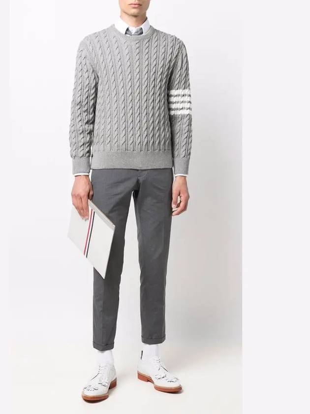 Diagonal Armband Cable Knit Top Grey - THOM BROWNE - BALAAN 5