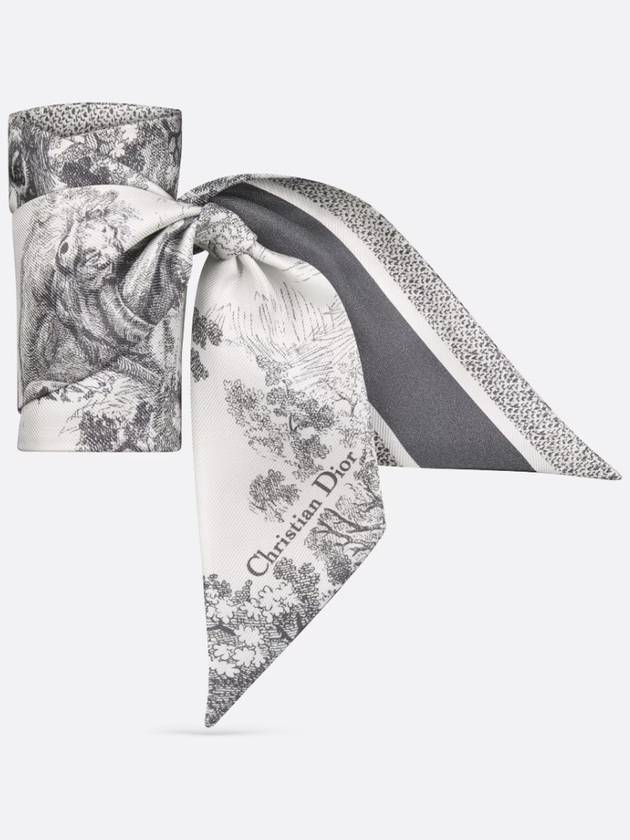 Toile de Jouy Sauvage Mitzah Silk Twill Scarf Grey - DIOR - BALAAN 3