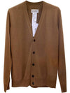 Maison Margiela S50HA1013 S17783 131 Stitch Cashmere V-neck Cardigan Brown Men’s Jacket TJ - MAISON MARGIELA - BALAAN 1