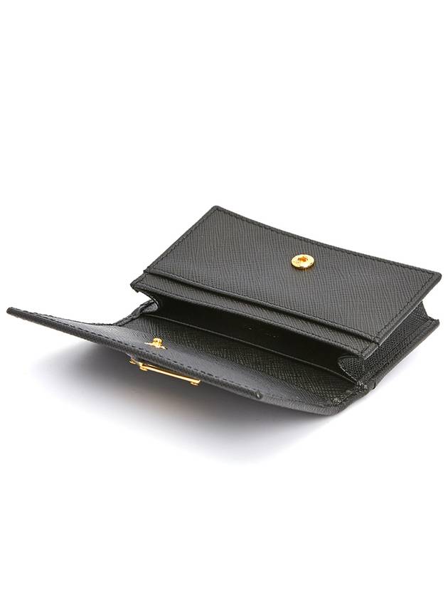 Saffiano Leather Triangle Logo Card Wallet Black - PRADA - BALAAN 5