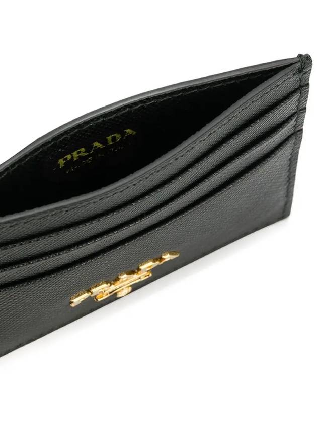 Metal Logo Saffiano Card Wallet Black - PRADA - BALAAN 5