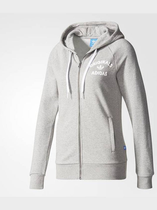 Original Logo Print Zip-Up Hoodie Grey - ADIDAS - BALAAN 2