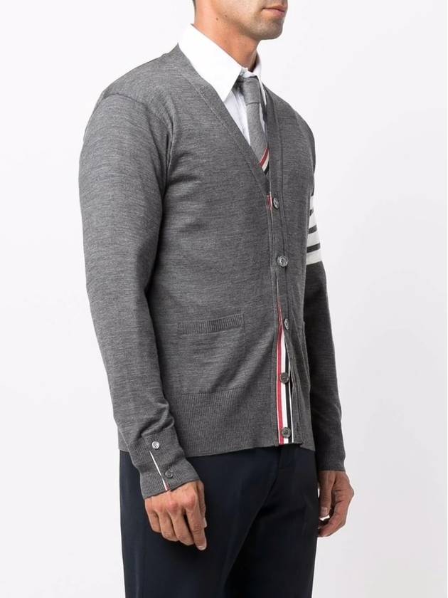 Classic diagonal armband merino wool cardigan - THOM BROWNE - BALAAN 4