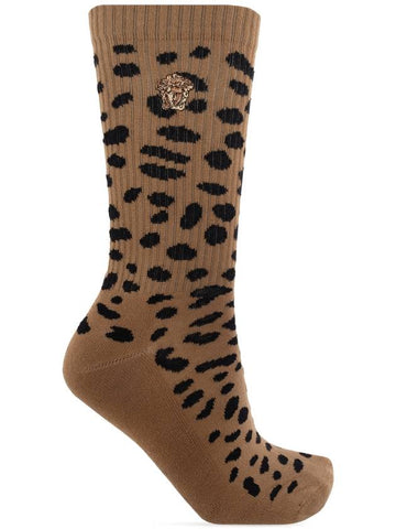 Versace Socks With Animal Motif, Women's, Brown - VERSACE - BALAAN 1