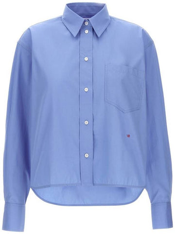 Victoria Beckham Cropped Shirt With Logo Embroidery - VICTORIA BECKHAM - BALAAN 1