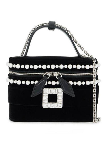 Vanity Très Vivier Micro Velvet Tote Bag Black - ROGER VIVIER - BALAAN 1