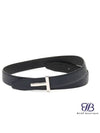 Silver Hardware T Logo Reversible Leather Belt Black Navy - TOM FORD - BALAAN 2