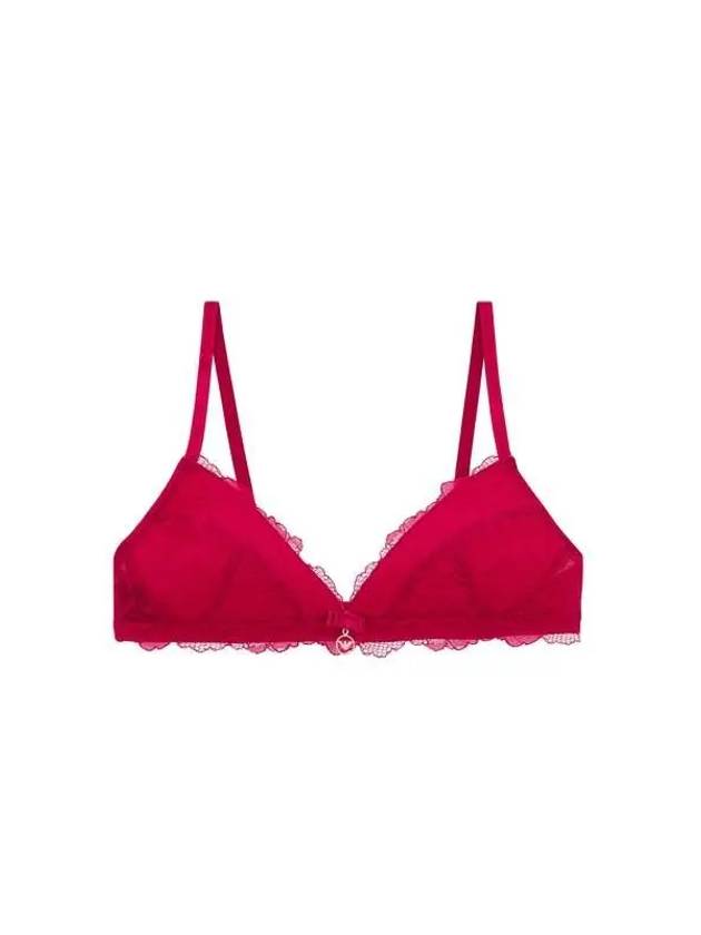 UNDERWEAR Women's Flower Lace Padded Triangle Bra Dark Red 270146 - EMPORIO ARMANI - BALAAN 1