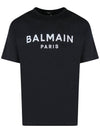 Logo Print Eco Responsible Cotton Short Sleeve T-Shirt Black - BALMAIN - BALAAN 1