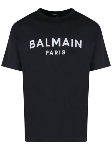 Logo Print Eco Responsible Cotton Short Sleeve T-Shirt Black - BALMAIN - BALAAN 1