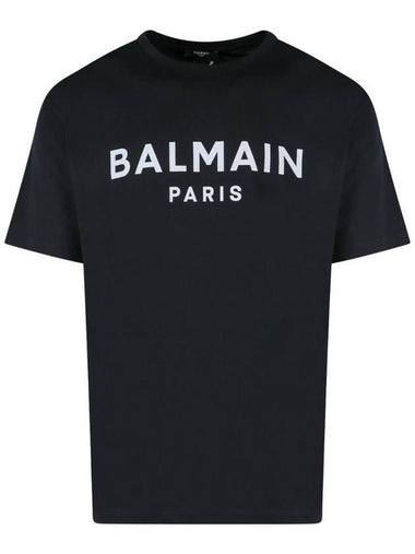 Logo Print Eco Responsible Cotton Short Sleeve T-Shirt Black - BALMAIN - BALAAN 1