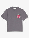 Heart Logo Patch Short Sleeve T-Shirt Grey - AMI - BALAAN 3