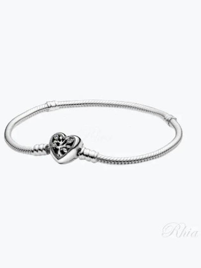 Women's Moments Family Tree Heart Clasp Snake Chain Bracelet Silver - PANDORA - BALAAN 2