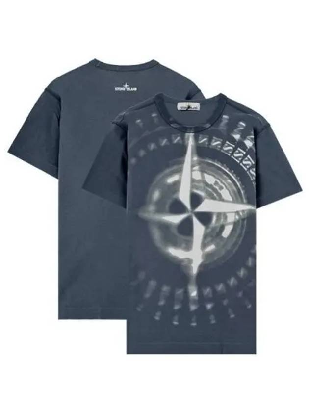 711523383 V0024 Graphic Logo Round Short Sleeve T Shirt Avio Blue Men s TR 271276 - STONE ISLAND - BALAAN 1