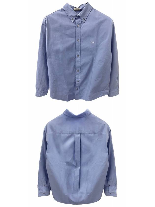 Cotton Twill Long Sleeve Shirt Blue - DIOR - BALAAN 5