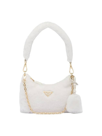 shearling mini bag white - PRADA - BALAAN 1