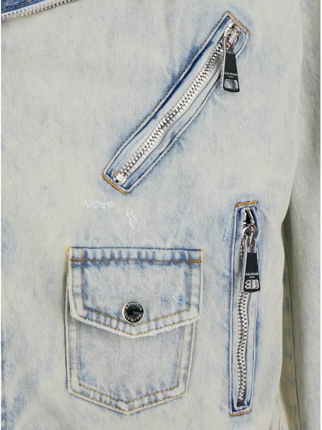 Denim Biker Jacket - Clear Sky Blue Wash - BALMAIN - BALAAN 3