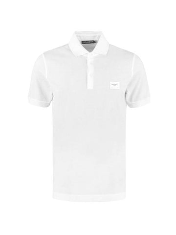 Men's Logo Patch PK Shirt White - DOLCE&GABBANA - BALAAN 1