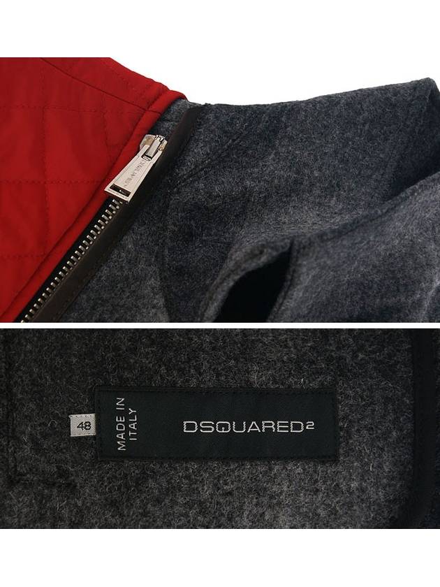 Leather Sleeve Woolen Quilted Vest - DSQUARED2 - BALAAN 8